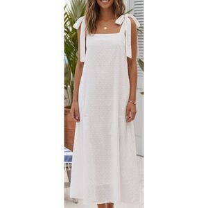 Playa Lucila Apron Style Midi Dress Tie Shoulder Size Medium New With Tags